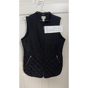 Chico’s Quilted Zip Vest Size 2 Black Lightweight Puffer Vest